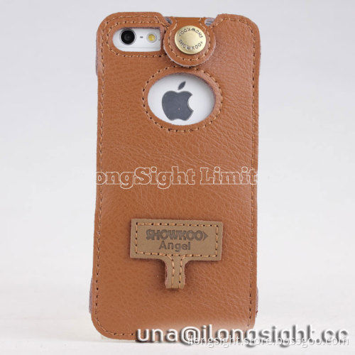 Showkoo Angel Genuine Leather case for iPhone 5 5C 5S-khaki